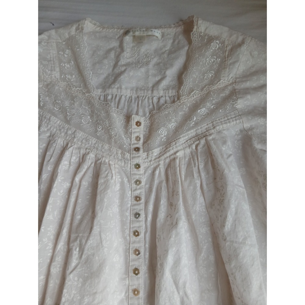 Eileen West Nightgown Medium Floral Lace Cottage Core Pockets Cotton House - Picture 2 of 16